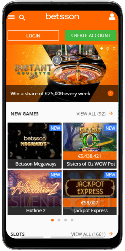 mobile casino app in Android and IOS